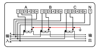 三相四線電力能效監測終端接線圖